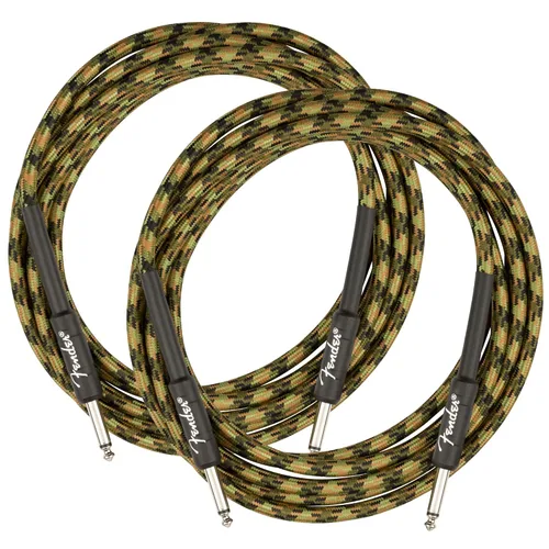 Miniatura 8 de Fender Cable de instrumentos de lujo de 10 pies, ángulo recto, tweed negro, paquete de 2