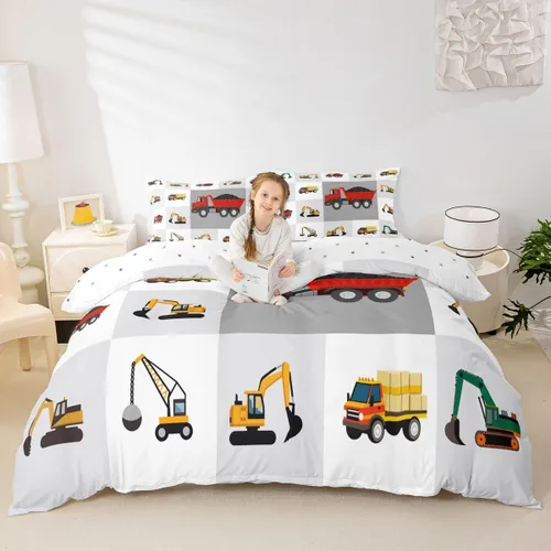 Miniatura 9 de Feelyou Race Car Duvet Cover Twin Size Boys Girls Speed Sports Car Bedding Set Breathable Soft Racing Comforter Cover 2Pcs Black White Checked
