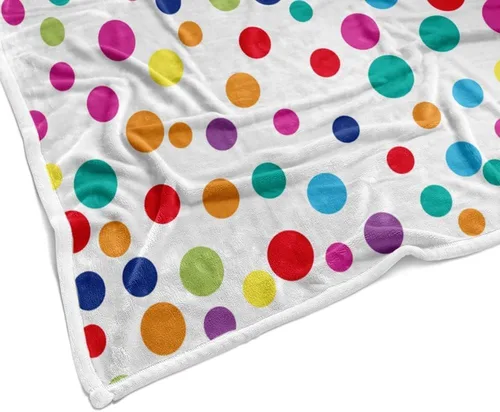 Miniatura 5 de Manta de bebé para niñas y niños, 40 x 30 pulgadas, suave manta de franela para bebé con patrón de lunares arcoíris clolrful, manta cálida