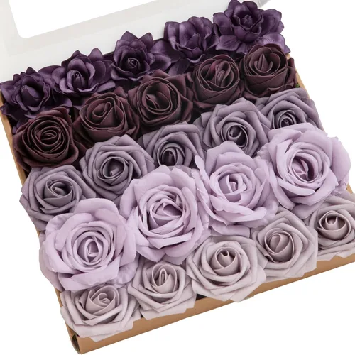 Miniatura 15 de Ling's moment Flores Artificiales de Seda Falsa Hortensias Rosas de Espuma Gardenias Falsas Combo para Bricolaje Ramos de Boda Centros de Mesa