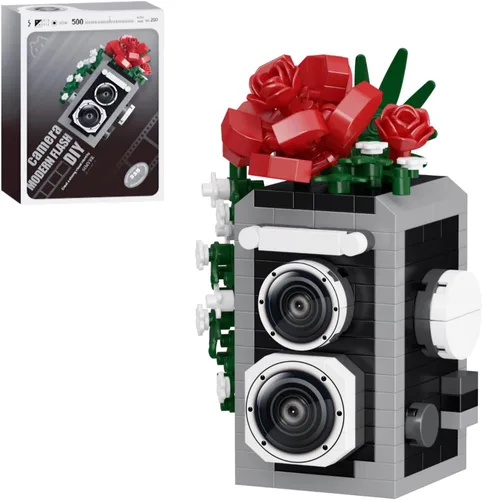 Miniatura 12 de Juego de construcción de 6 mini flores con microladrillos para cámara, juguetes en miniatura para decoración del hogar, regalos creativos
