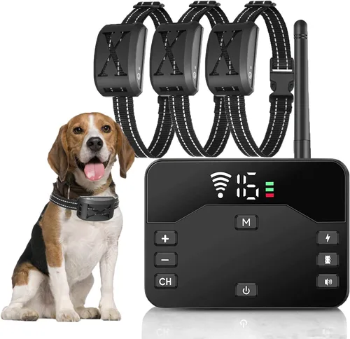 Cerca eléctrica inalámbrica para perros, sistema de contención de límites de mascotas, collar de entrenamiento para perros con vibración ajustable y