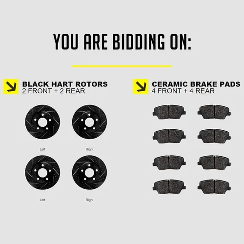 Miniatura 3 de Hart Brakes Kit de rotores y pastillas de frenos delanteros y traseros, frenos y rotores delanteros y traseros, frenos y rotores delanteros