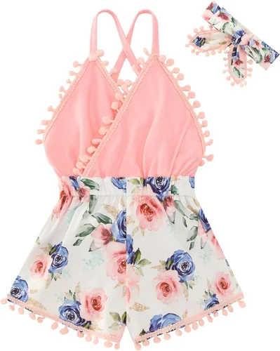 UNICOMIDEA 6M-3T Traje sin espalda para bebé niña traje mameluco con diadema