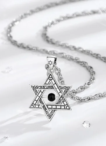 Miniatura 44 de CELESTIA Colgante de plata de ley 925, anillos de tetragrammaton, collar masónico, joyería de pentagrama para mujeres y hombres