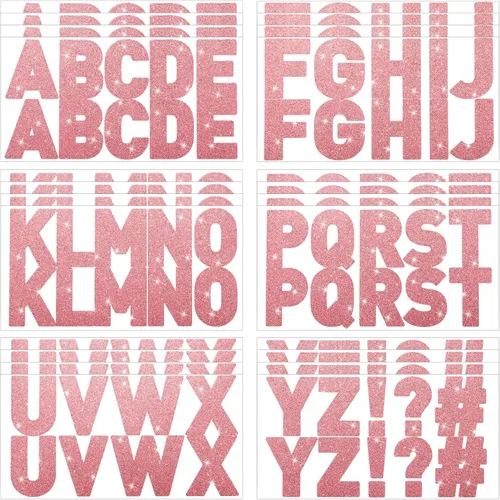 Miniatura 13 de Harloon 232 piezas de 24 hojas de letras grandes con purpurina, letras del alfabeto con letra grande, kit de letras autoadhesivas para buzón, Dorado