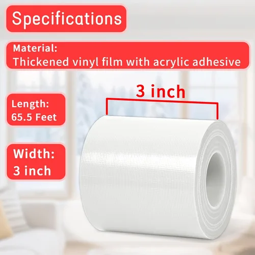 Miniatura 2 de Birllaid - Cinta blanca para sellado de ventanas, cinta de aislamiento para aire acondicionado, 3 pulgadas x 65 pies impermeable, bloqueador