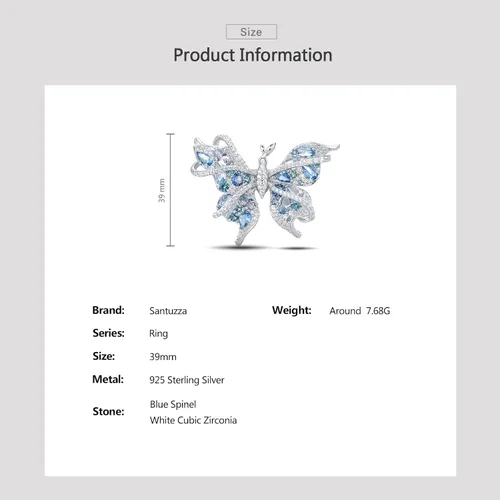 Miniatura 4 de Santuzza Anillo de mariposa de plata de ley para mujer