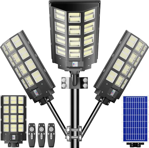 Miniatura 11 de loyoele Luces solares de calle de 9000 W para exteriores, 240000 lúmenes, luz de inundación solar con control remoto y sensor de movimiento, luces