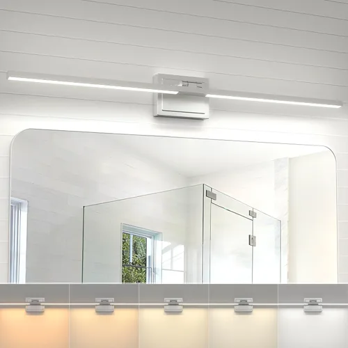Miniatura 16 de NIORSUN Lámpara de baño moderna de 24 pulgadas, 24 W, 5CCT, regulable, luces LED negras sobre espejo, luces de tocador para baño, espejo de baño