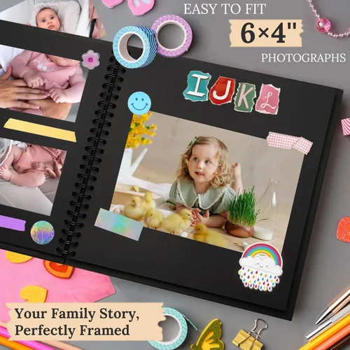 Miniatura 5 de Álbum de recortes de 8 x 8 pulgadas, álbum de recortes DIY de tapa dura de papel kraft, álbumes de fotos, 40 páginas, perfecto para fotos de 4 x 6