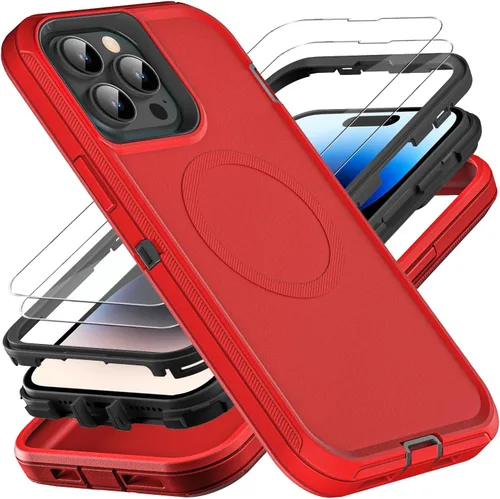 Miniatura 13 de YKHJKLEC Funda para iPhone 14 Pro, grado militar 3 en 1, resistente a los golpes, a prueba de caídas, polvo con 2 protectores de pantalla de vidrio