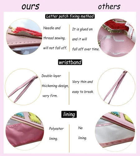 Miniatura 3 de HAIBOLAN Monogram Clear Stadium Purse Bag Chenille Letter Travel Patch Pouch Snack Makeup Wristlet