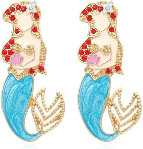 Lindos aretes de silueta de sirenita para niñas, adolescentes, mamás y más. Par detallado hecho a mano de aretes Ariel para todos. Accesorios de