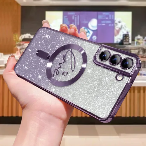 Miniatura 144 de ZONRW - Funda para Samsung Galaxy S22 Ultra magnética, para mujeres y niñas, cubierta trasera suave, lujosa, con corazón de amor, bling, degradado