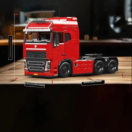 Miniatura 2 de Mould King Kit de bloques de construcción de camión neumático móvil con tecnología 19015, juego de bloques de construcción de locomotora de remolque