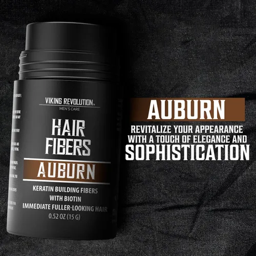Miniatura 4 de Viking Revolution Fibras de cabello castaño rojizo para hombres adelgazantes, fibra gruesa para cubrir puntos calvos, fibras de construcción