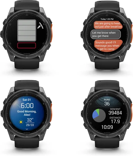 Miniatura 4 de Garmin Fenix 8 AMOLED Premium Multisport GPS Smartwatch gris pizarra con banda de silicona negra, linterna LED incorporada, paquete de reloj