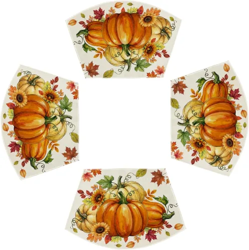 Miniatura 11 de Artoid Mode Juego de 2 manteles individuales de otoño con diseño de calabazas, hojas de arce, girasol, 12 x 18 pulgadas, manteles individuales