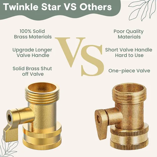 Miniatura 3 de Twinkle Star Boquilla de manguera giratoria ajustable de latón resistente, paquete de 2, TWIS3432