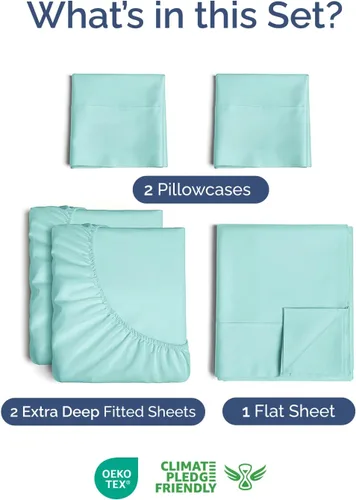 Miniatura 2 de Sábanas King divididas con bolsillos extra profundos, sábanas transpirables y refrescantes de 5 piezas, sábanas de lujo para hotel, suaves, sin 22