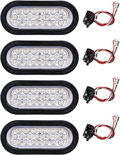 Miniatura 11 de Astra Depot, 1 par de faros traseros de LED ovalados rojos, 6 pulgadas, 10 diodos, con ojal y conector para camión o remolque, selladas, 4piezas