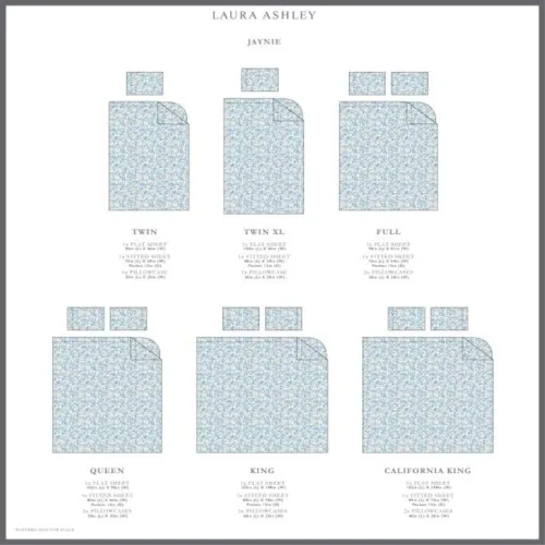 Miniatura 6 de Laura Ashley - Sábanas tamaño Queen, juego de ropa de cama de percal de algodón de 6 piezas, decoración fresca y crujiente para el hogar