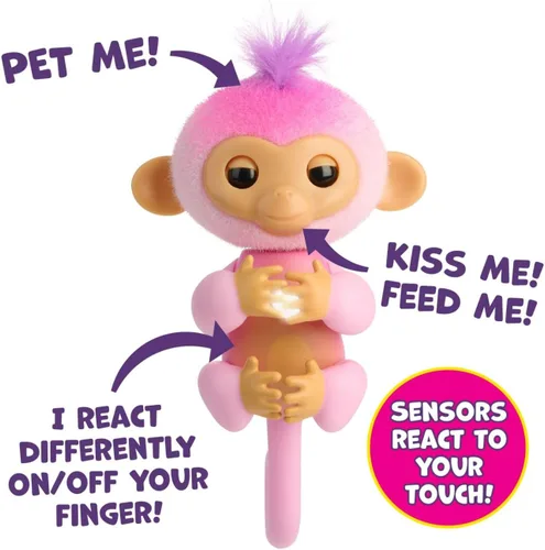 Miniatura 5 de Fingerlings Nuevo Mono Bebé Interactivo 2023 Reacciona al Tacto – Más de 70 Sonidos y Reacciones – Harmony (Rosa)
