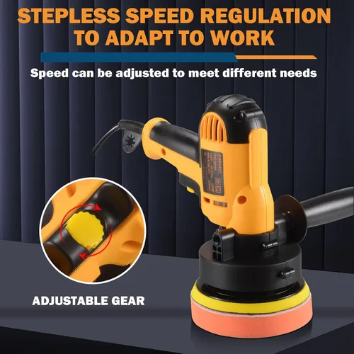 Miniatura 5 de CJC Pulidora de Búfer – Máquina de velocidad variable de 110 V 600 W – Pulidora orbital aleatoria para pisos, automóviles, muebles, encerado