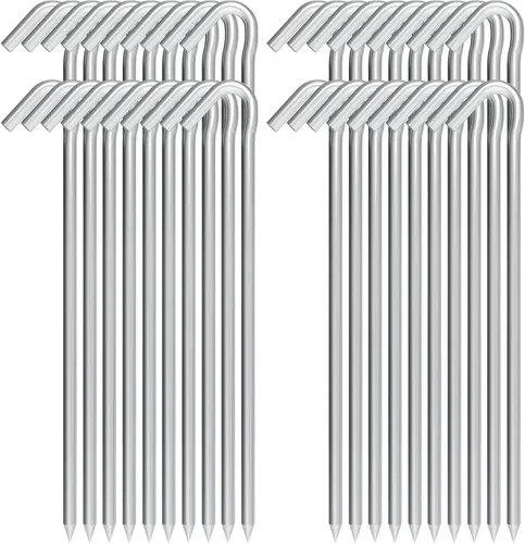 Miniatura 11 de Estacas de Tienda de Metal de 9 Pulgadas Resistente, Paquete de 8, Estacas de Lona de Acampar de Acero Galvanizado Antióxido, Estacas de Suelo
