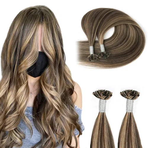 Miniatura 22 de ABH AMAZINGBEAUTY HAIR Extensiones de cabello rizado liso para mujeres negras con punta en I, cabello humano, punta en I, Remy, 50 mechones, punta