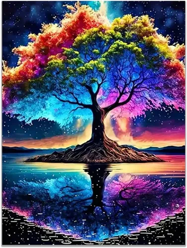 Miniatura 14 de VOCBAN Nature Tree of Life Abstract Pictures Canvas Painting Large Modern Canvas Wall Art Colorful Trees Living Room Wall Decor Plant Prints(black