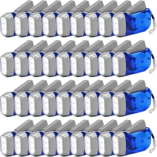 Miniatura 14 de Treela 36 Linternas de Manivela Manual Artículos a Granel para Navidad Linterna de Compresión Sin Batería Requerida Antorcha de 3 Modos de Carga azul