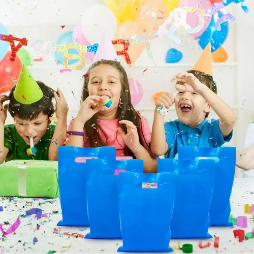 Miniatura 4 de TOSPARTY 40 bolsas de regalo de plástico azul, bolsas de dulces de Pascua, bolsas troqueladas son resistentes para fiestas, bolsas de regalo