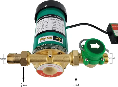 Miniatura 4 de Bomba de presión de agua de 120 W para el hogar, 115 VAC, 396 GPH, bomba automática de refuerzo para el hogar de 21.7 PSI, 3/4 pulgadas 25 L/min