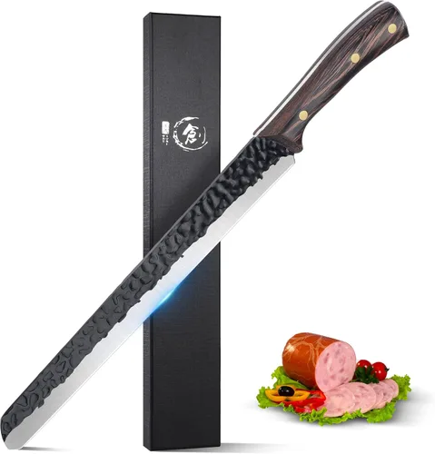Miniatura 10 de ROCOCO - Cuchillo de carnicero para carne con vaina - Cuchillo de corte de carne forjado a mano con funda para BBQ al aire libre, camping, idea