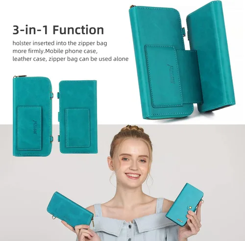 Miniatura 6 de Compatible con Samsung Galaxy Note 20 Ultra Glaxay Note20 Plus 5G - Funda tipo cartera multifunción 2 en 1 desmontable magnética para teléfono Azul