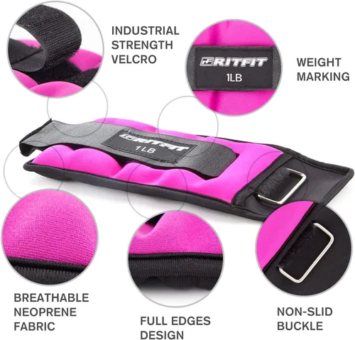 Miniatura 4 de RitFit Ankle Weights - A Pair of 2/3/4/6/8/10 LBS, Wrist Weights with Adjustable Straps for Women & Men, Leg Weights for Walking, Running, Yoga