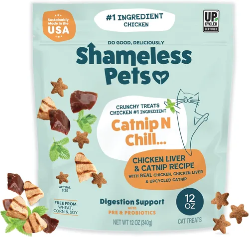 Miniatura 8 de Shameless Pets Golosinas para gatos con Catnip y pollo para la salud digestiva, crujientes