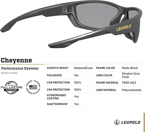 Miniatura 6 de Leupold Gafas de rendimiento Cheyenne con lentes polarizadas Monturas negras mate - Lentes Flash gris sombra