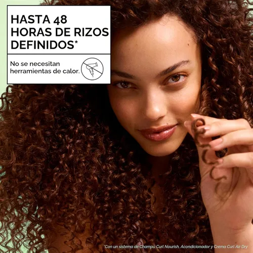 Miniatura 3 de Garnier Fructis Curl Nourish Air Dry Cream - Acondicionador sin sulfatos, crema definidora de rizos para controlar la humedad y el encrespamiento