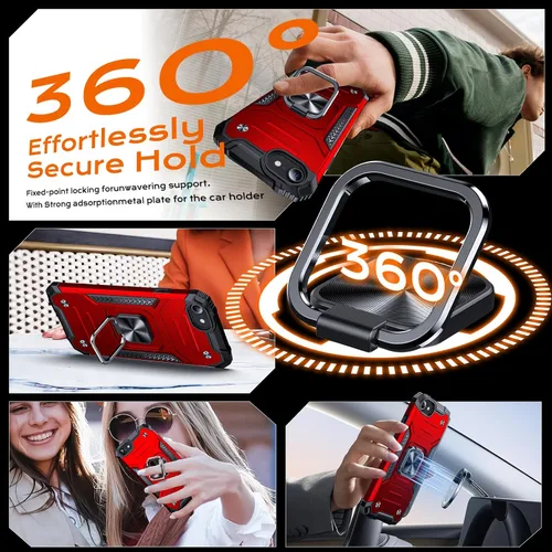 Miniatura 4 de Anqrp Funda resistente para iPhone 6/7/8/SE/SE2 con soporte de anillo mejorado y agarre, grado militar, a prueba de golpes, resistente y robusta