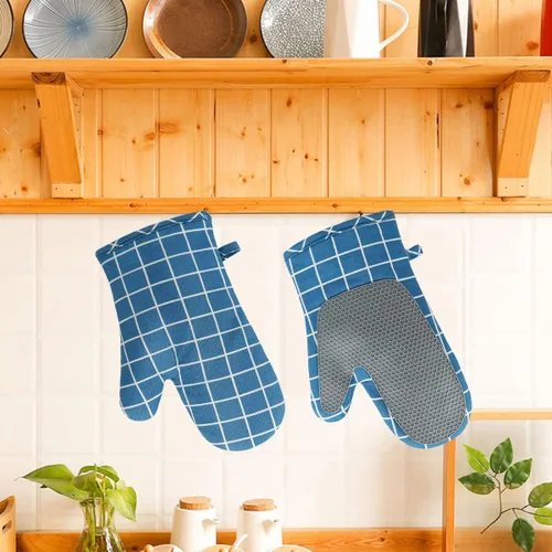 Miniatura 7 de Guantes de horno y agarraderas para barbacoa, guantes de horno y soportes para ollas con relleno reciclado, guantes de cocina antideslizantes