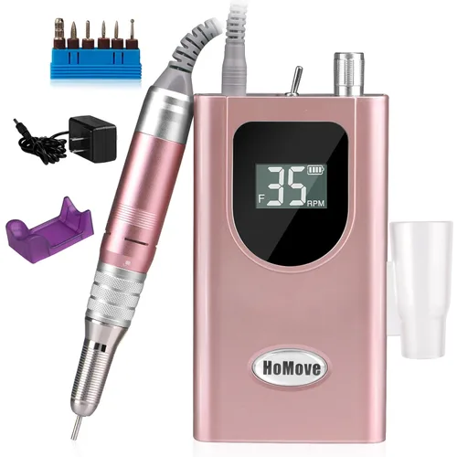 Miniatura 10 de Taladro de uñas profesional de 35000 rpm, máquina de taladro de uñas portátil Efile, lima de uñas eléctrica de bajo calor para uñas de gel acrílico