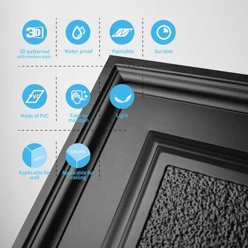 Miniatura 7 de Art3d Azulejos de techo colgantes de 24 x 48 pulgadas, color negro (paquete de 12, 96 pies cuadrados), paneles de revestimiento 3D que se pegan 2 x