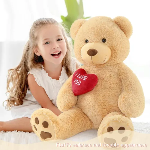 Miniatura 8 de BENINY Osos de peluche grandes en forma de corazón rojo, osos de peluche negros con bordado "Te quiero" para novia, osos de peluche grandes