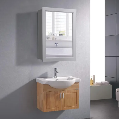 Miniatura 2 de Tangkula Armario de baño con espejo, gabinete de almacenamiento de montaje en pared con puertas individuales, botiquín colgante para baño (gris)