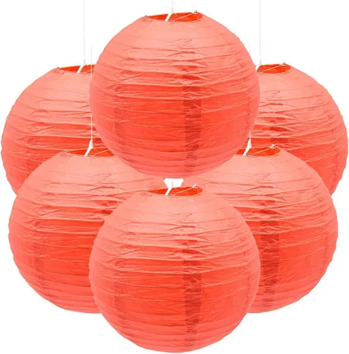 Miniatura 9 de 6 linternas de papel decorativas redondas colgantes