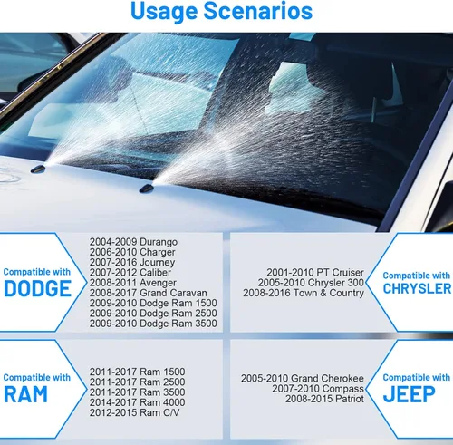 Miniatura 7 de Kit de boquillas para limpiaparabrisas 52 en 1, repuesto para Chrysler, Dodge, Jeep, Ram - 4 boquillas rociadoras, manguera de fluido de 157