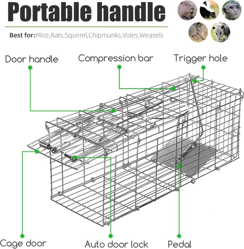 Miniatura 3 de Trampa para ratas humana plegable para interiores y exteriores, trampa para ratones, trampa para ardillas, roedores pequeños, ratones, ratones